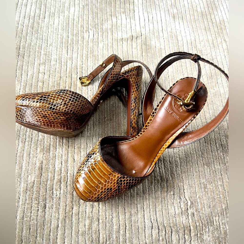 Tory Burch Python Platform Heels Size 7.5
